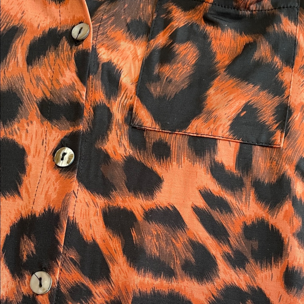 M-L.  Silky Leopard Print Sleeveless Mini Dress - Picture 6 of 6